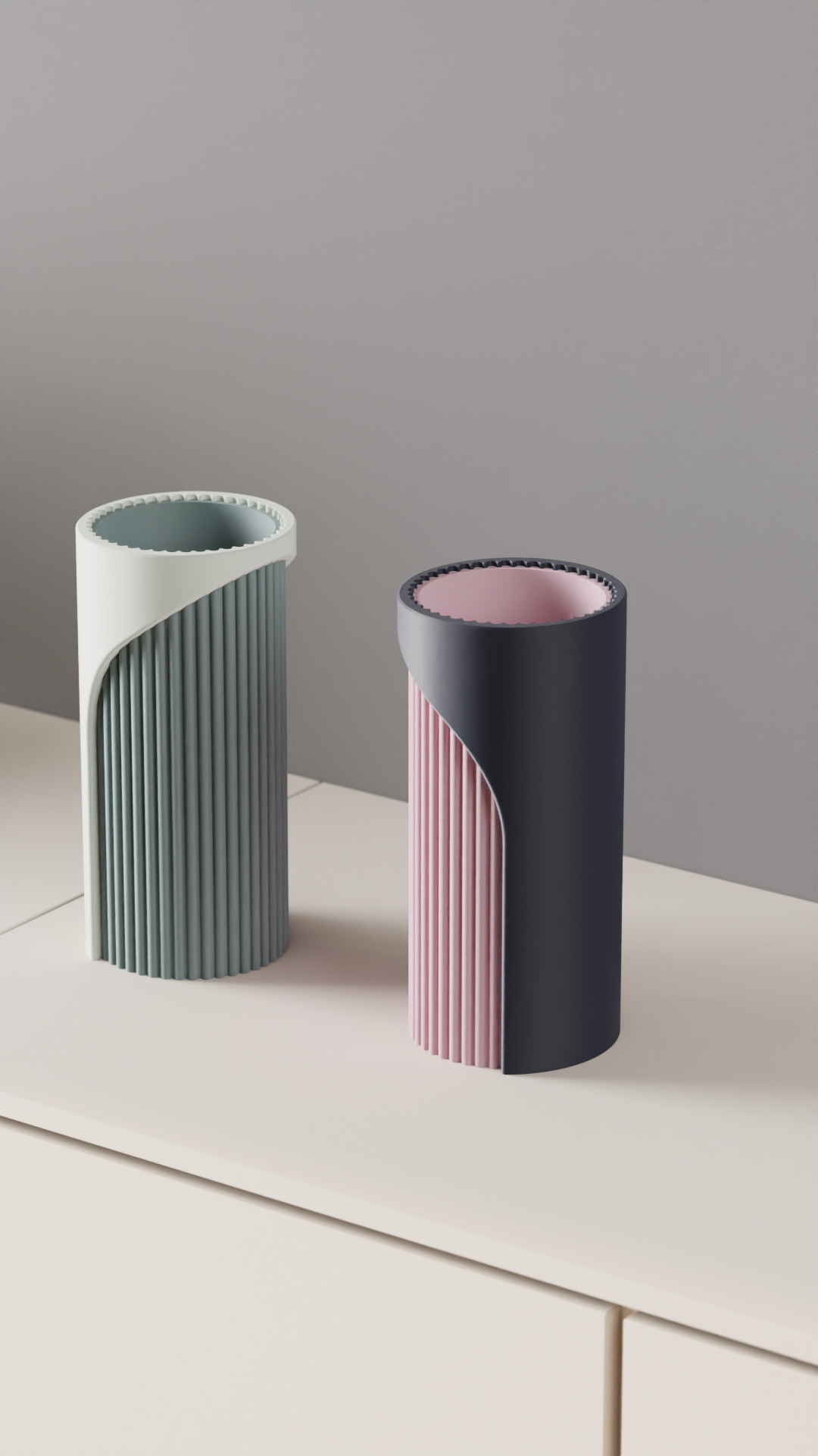Vase en deux parties imbriqué, vase décoratif fait main — vue 3