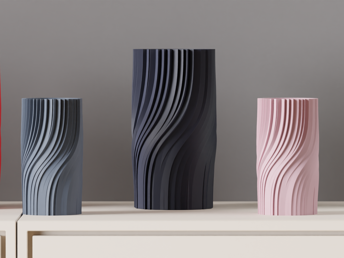Vase torsadé fait main, relief graphique — vue 2