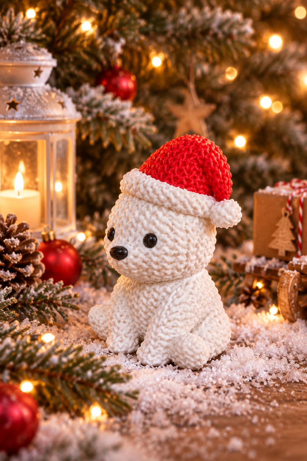 Figurine ours polaire de Noël vue de profil