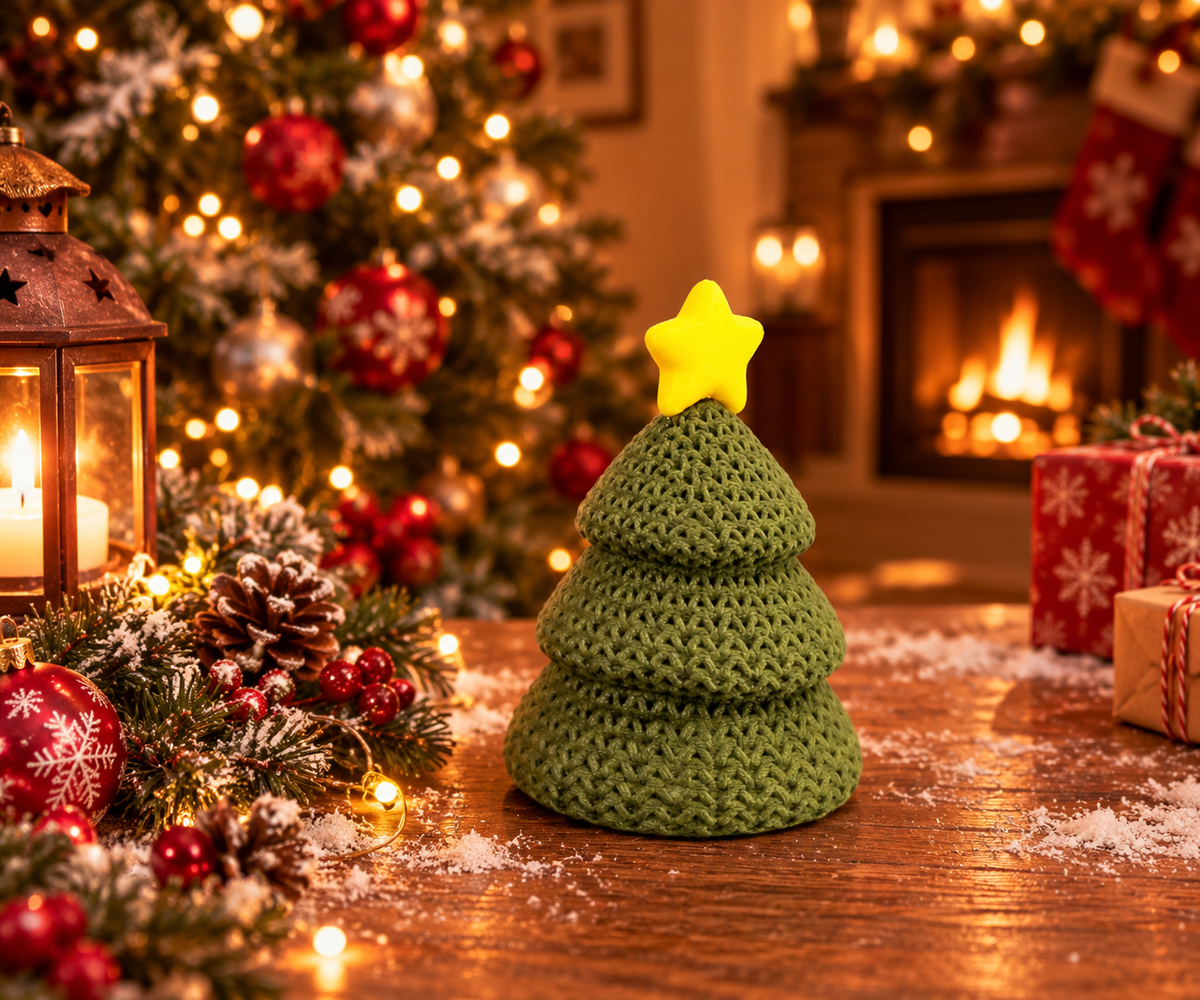 Figurine sapin de Noël, détail de l'étoile dorée