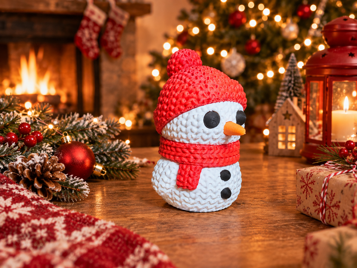 Figurine bonhomme de neige de Noël vue de profil